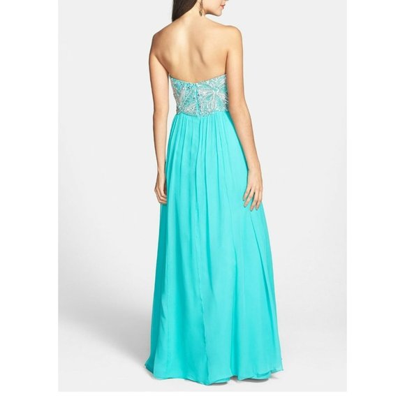 Sean Collection Embellished Strapless Silk Gown BLUE SIZE 2 - Picture 2 of 7